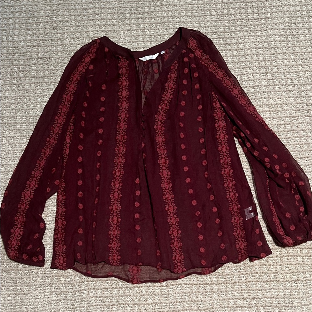 Zoa Maroon Blouse with Embroidered Details